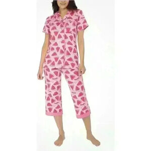 Women’s Capri Watermelon Pajamas Summer Size XL Munki Munki ~ EUC